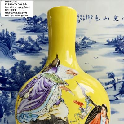 Bình củ tỏi họa tiết Lão Tử Cưỡi Trâu